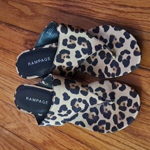 Women Rampage slide sandals.  Leopard print.  Small heel.  Size 8 1/2